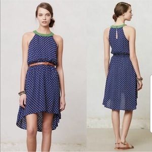 Anthropologie Lilka polka dot high-low dress